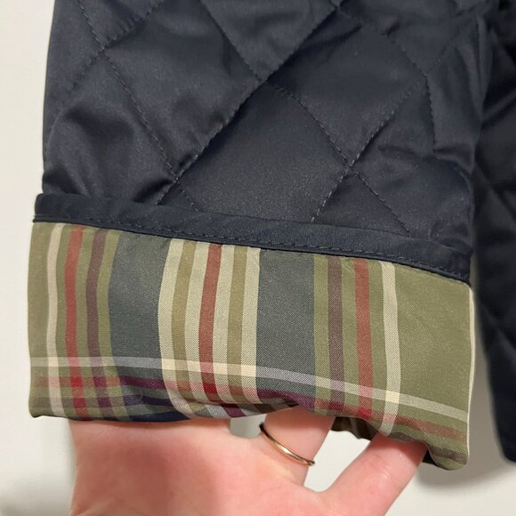 LL Bean Womens Quilted Riding Jacket LP Navy Blue Equestrian Barn Chore Field - Picture 9 of 12